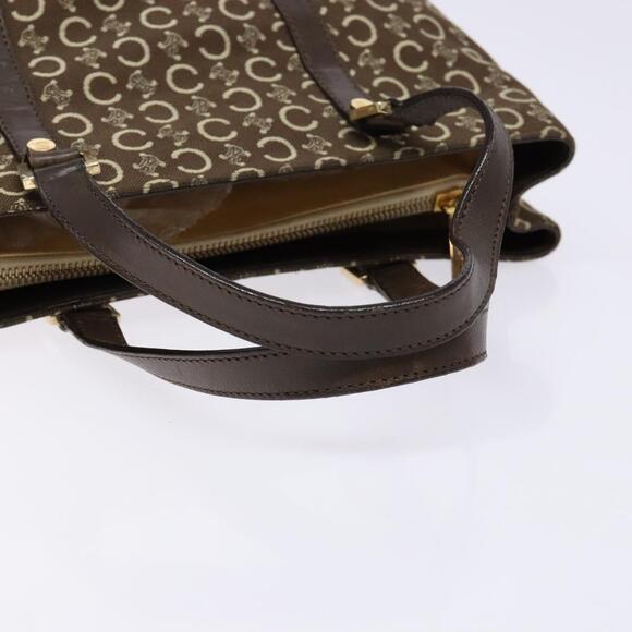 CELINE C Macadam Canvas Hand Bag Brown Gold - Picture 7 of 13